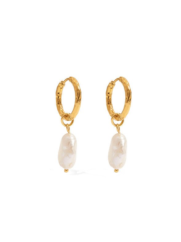 Freshwater Pearl Irregular Hip Hop Huggie Earrings - TARA MINI