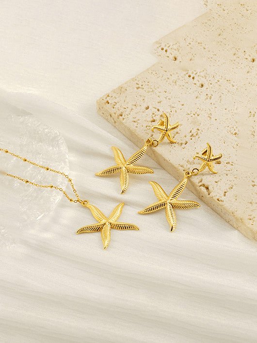 Gold Plated Sea Star Hip Hop Jewelry Set | TARA MINI ( 2 Set ) - TARA MINI