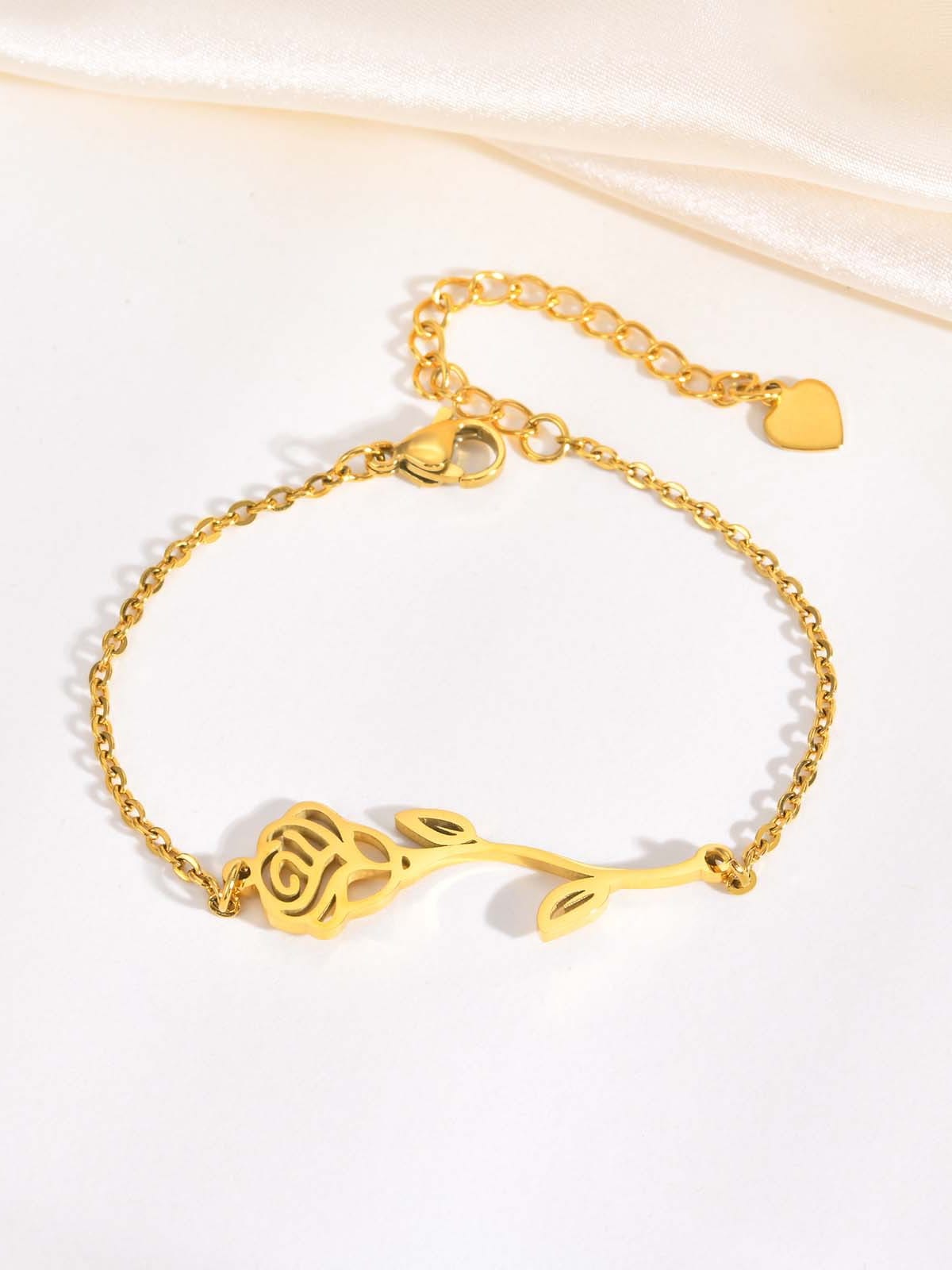 Gold Rose Link Bracelet