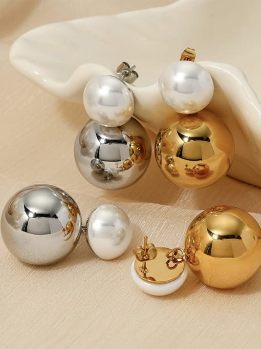 Geometric Pearl Stud Earrings Gold & Silver | TARA MINI - TARA MINI