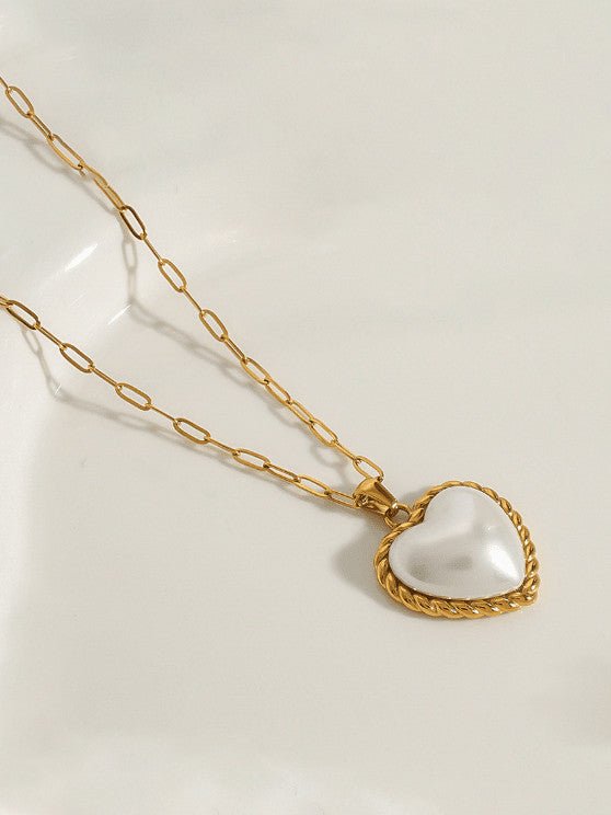 Heart Pearl Hip Hop Necklace Gold Plated | TARA MINI - TARA MINI