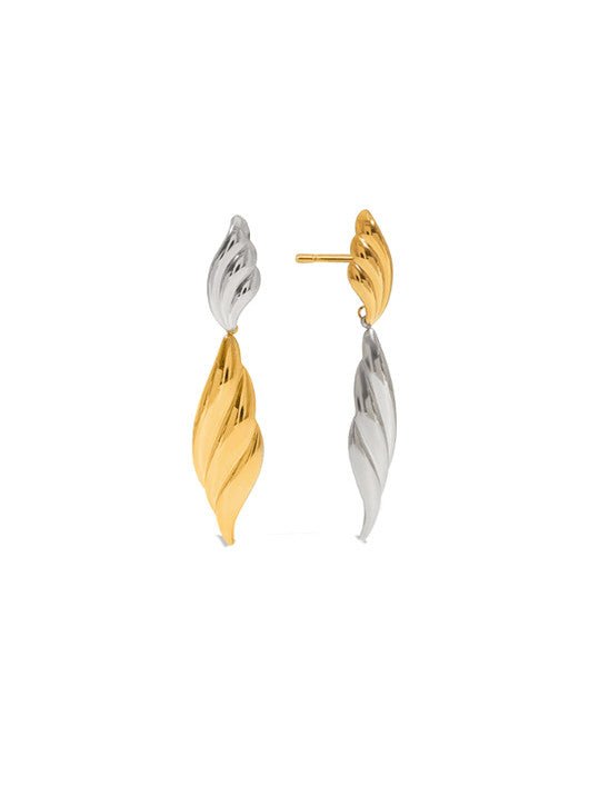 Dual-Tone Irregular Hip Hop Drop Earrings | TARA MINI - TARA MINI