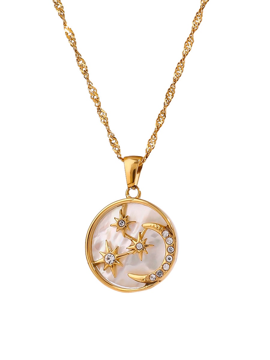 Shell Pentagram Minimalist Necklace Gold Plated | TARA MINI - TARA MINI