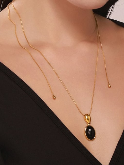 Tiger Eye Geometric Hip Hop Sweater Necklace | TARA MINI - TARA MINI