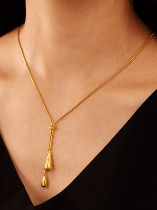Water Drop Minimalist Tassel Necklace Gold | TARA MINI - TARA MINI