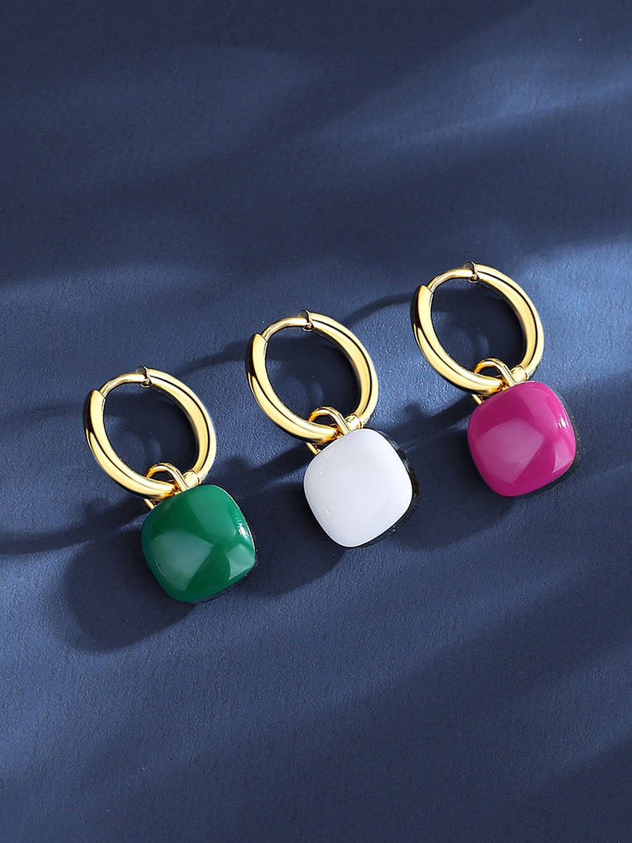 Enamel Square Trend Drop Earrings | TARA MINI - TARA MINI
