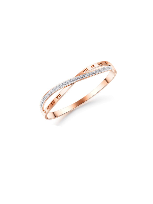 Rose Gold Crossover Zircon Bangle