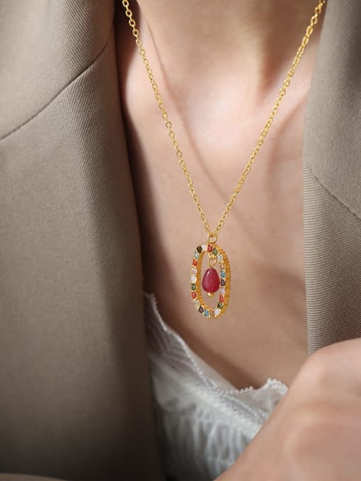 Multicolor Oval Dainty Necklace Gold | TARA MINI - TARA MINI