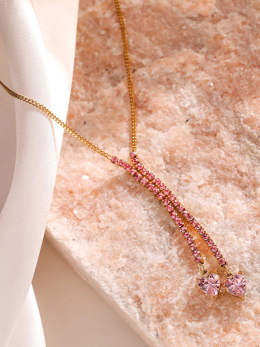 Cubic Zirconia Tassel Necklace Gold Plated | TARA MINI - TARA MINI