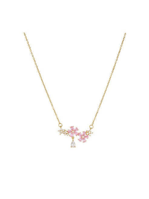 Pink Flower Water Drop Necklace | TARA MINI - TARA MINI