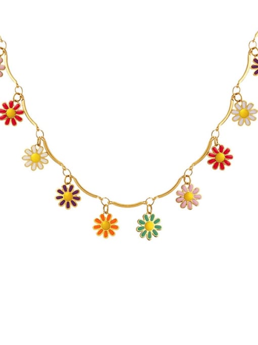 Enamel Blossom Hip Hop Necklace Gold | TARA MINI - TARA MINI