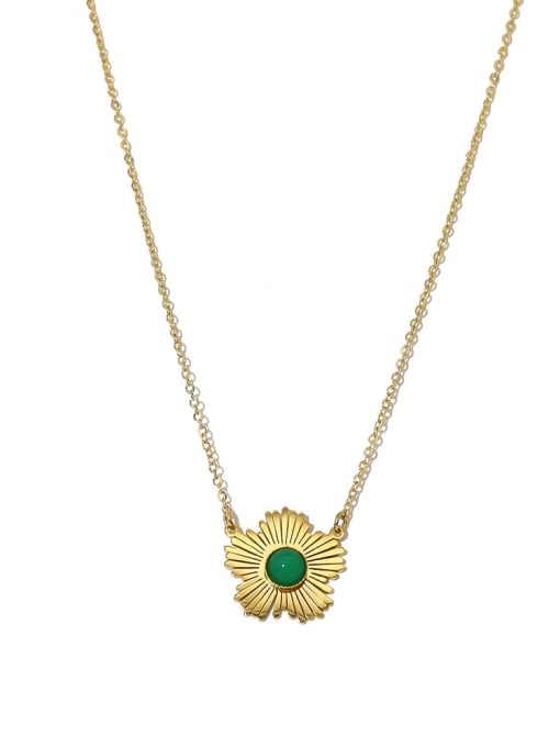 Flower Hip Hop Necklace with Green Stone | TARA MINI - TARA MINI