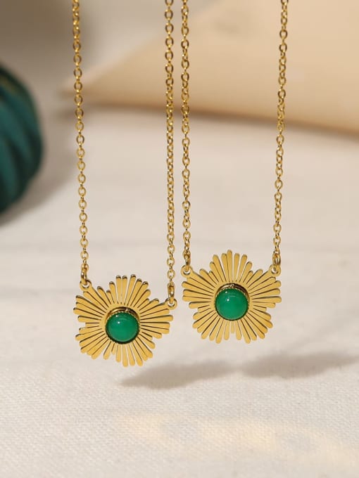 Flower Hip Hop Necklace with Green Stone | TARA MINI - TARA MINI