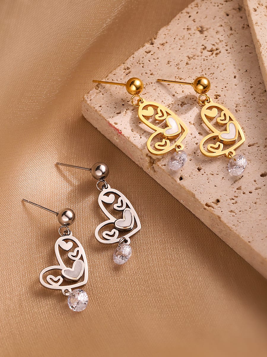 Heart Hip Hop Drop Earrings Gold & Silver | TARA MINI - TARA MINI