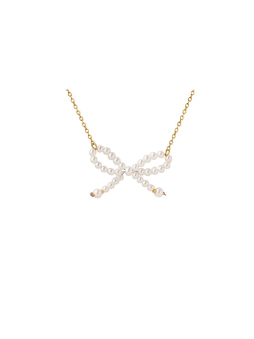 Imitation Pearl Bowknot Dainty Necklace | TARA MINI - TARA MINI