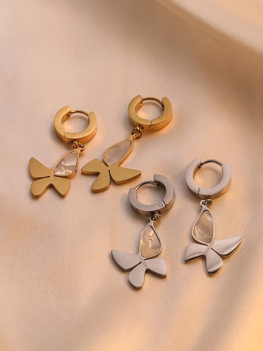 Shell Butterfly Minimalist Huggie Earrings | TARA MINI - TARA MINI