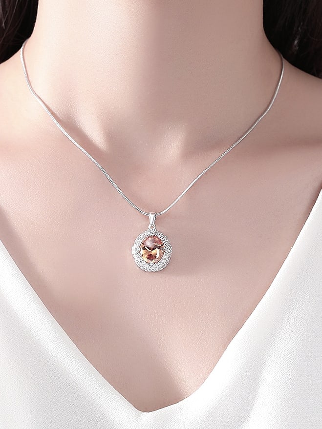 Cubic Zirconia Geometric Pendant Necklace
