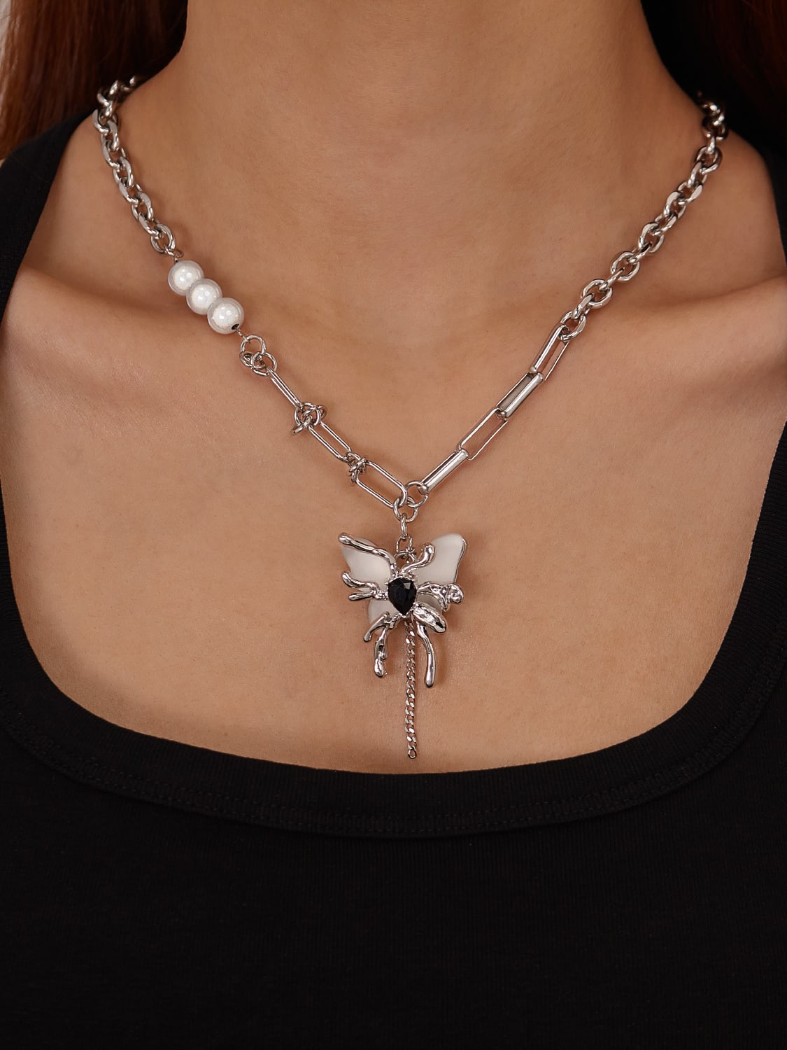 Dragonfly Mixed-Link Statement Necklace