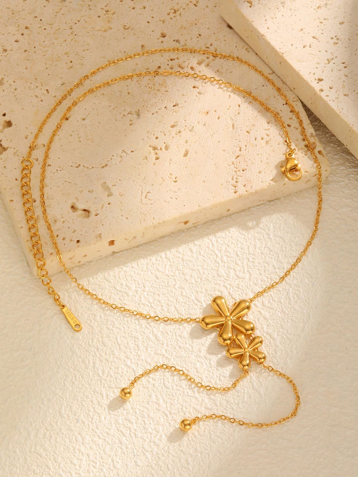 Gold Floral Tassel Pendant Necklace