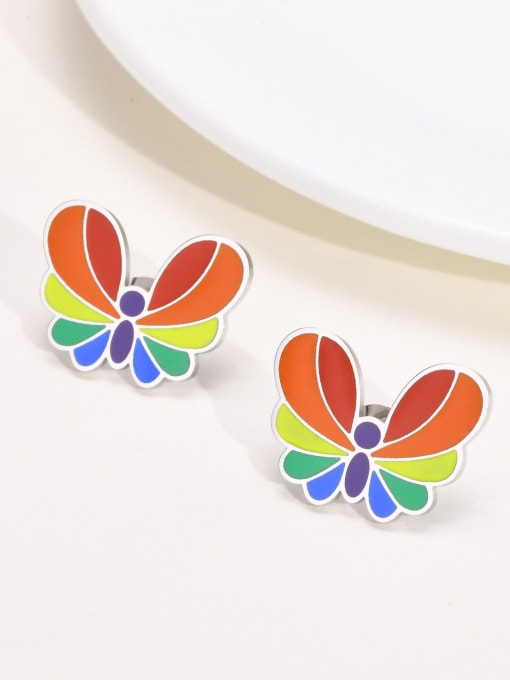 Multicolor Butterfly Stud Earrings