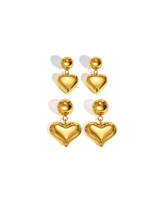 Gold Heart Drop Earrings
