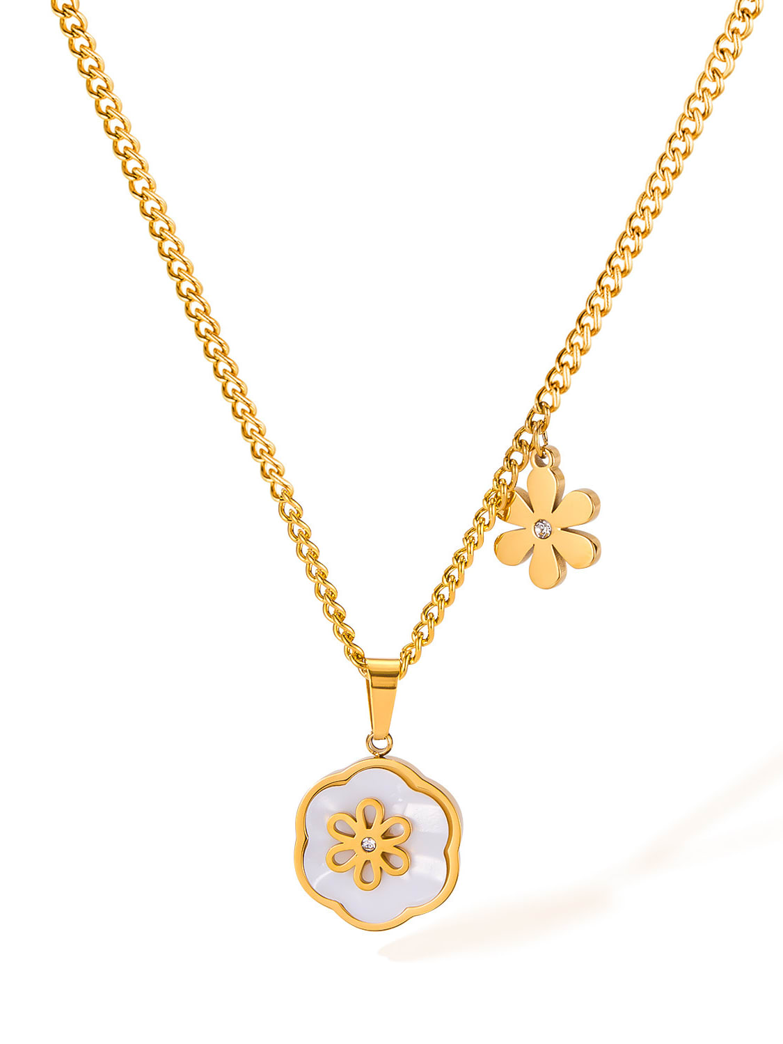 Shell Flower Pendant Necklace – Minimalist Gold Chain