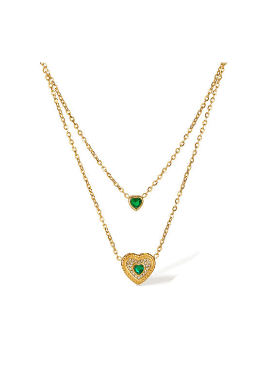 Cubic Zirconia Heart Minimalist Multi-Strand Necklace