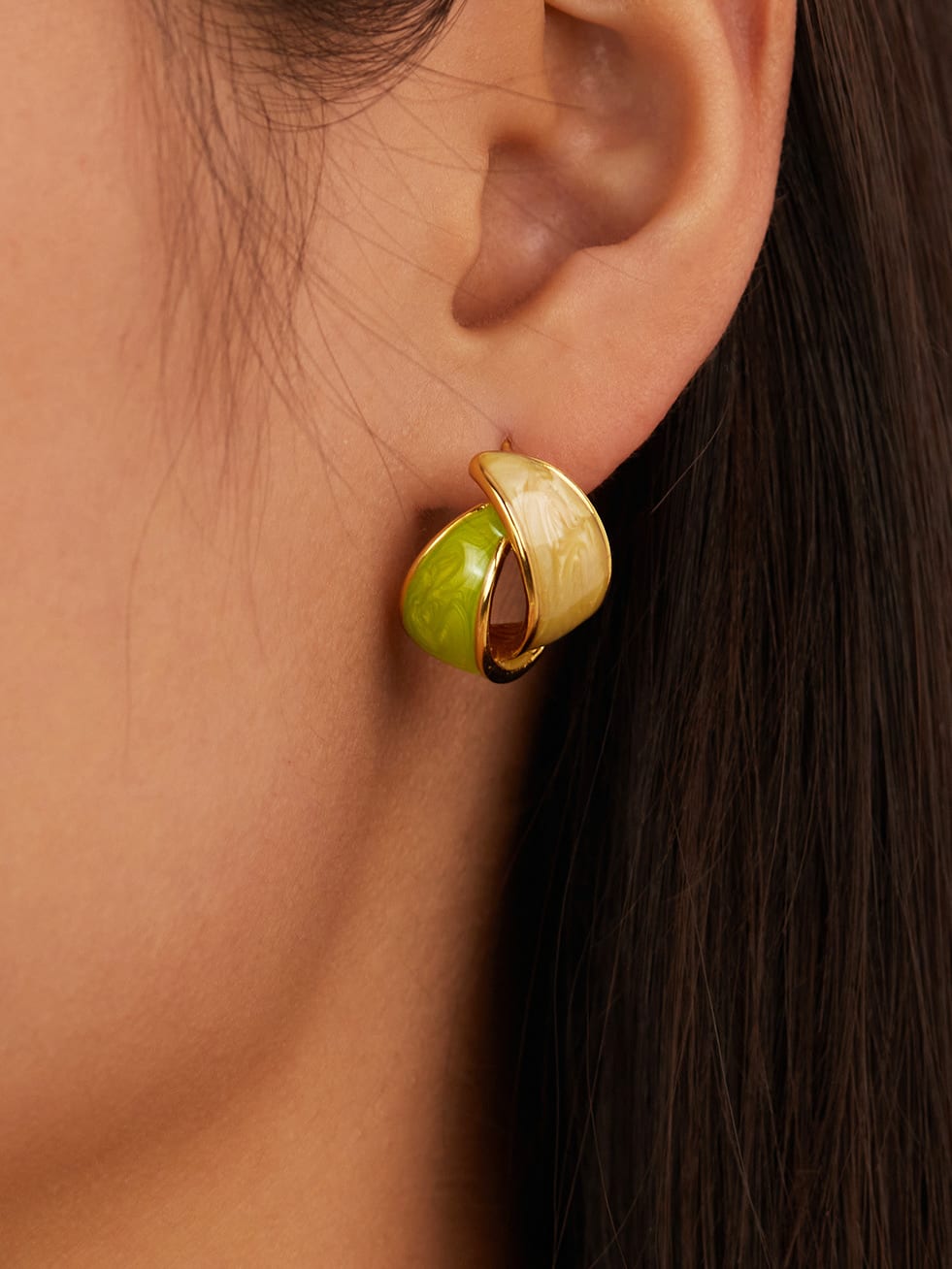 Enamel Geometric Minimalist Stud Earrings