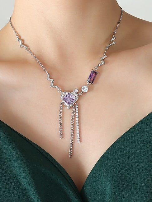 Amethyst Shine Hip Hop Necklace Zircon | TARA MINI - TARA MINI