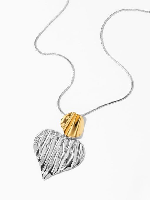 Two-Tone Heart Pendant Necklace Gold & Silver | TARA MINI - TARA MINI