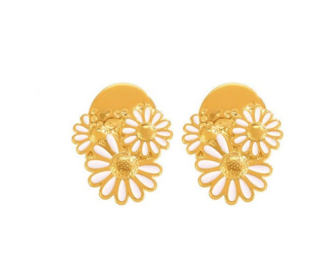 Enamel Flower Minimalist Stud Earrings | TARA MINI - TARA MINI