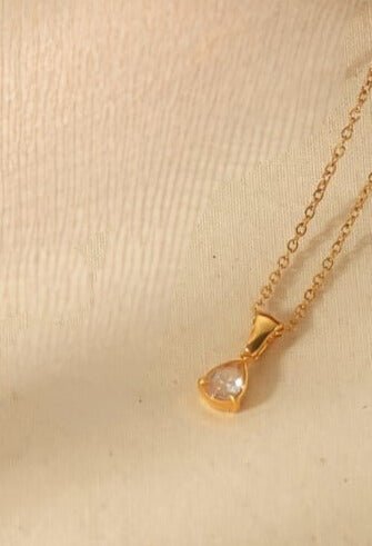Cubic Zirconia Teardrop Necklace Gold | TARA MINI - TARA MINI