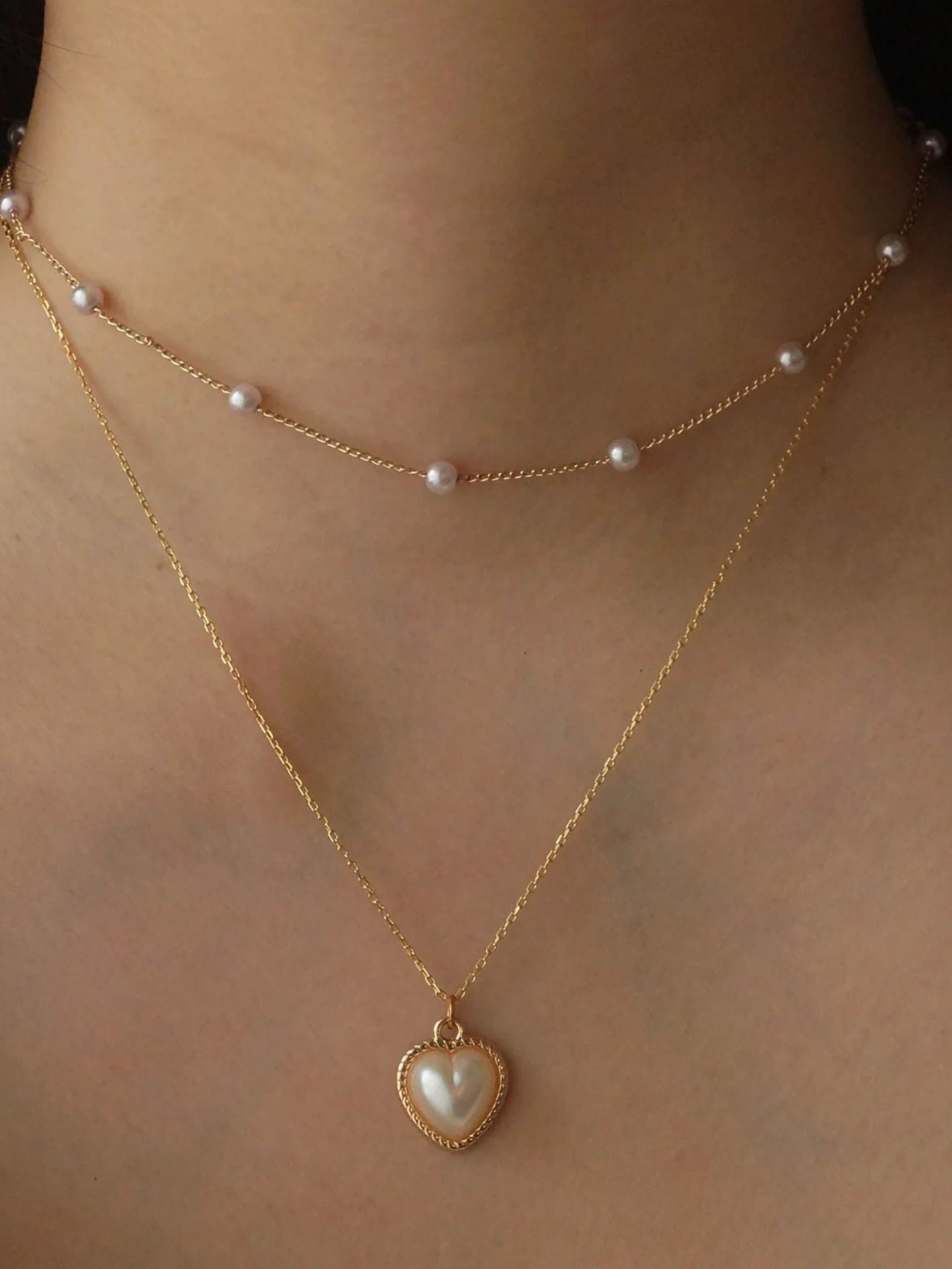 Heart Pearl Hip Hop Necklace Gold Plated | TARA MINI - TARA MINI