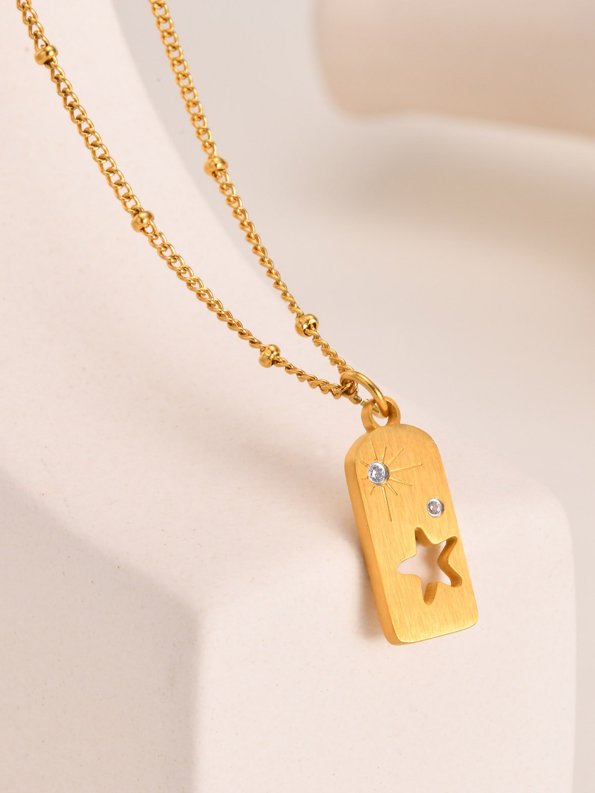 Gold Star Tag Pendant Necklace