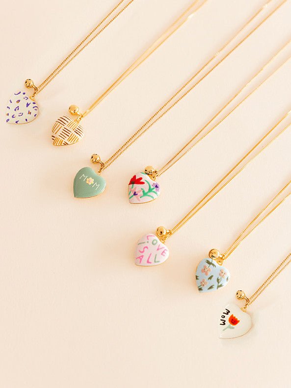 Love Heart Locket Necklace Gold Enamel | TARA MINI - TARA MINI